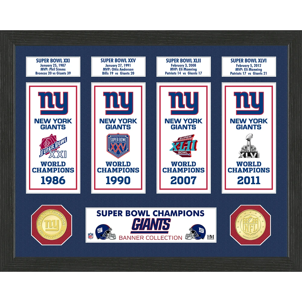 Highland Mint New York Giants 12'' x 15'' Super Bowl Banner Collection Photo Mint