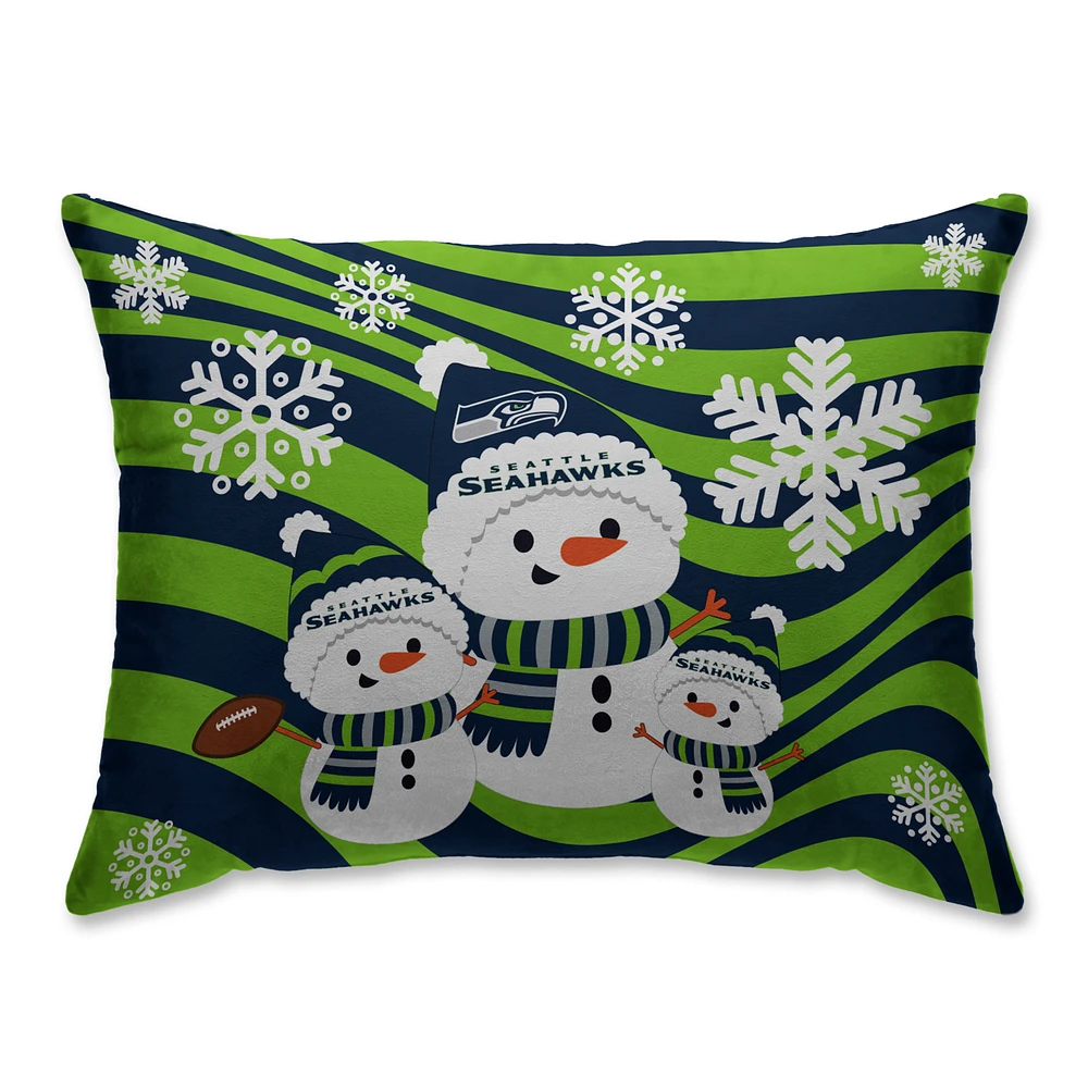 Seattle Seahawks 20'' x 26'' Holiday Team Snowman Bed Pillow