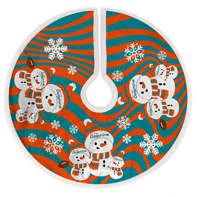 Miami Dolphins Snowman Sherpa Christmas Tree Skirt