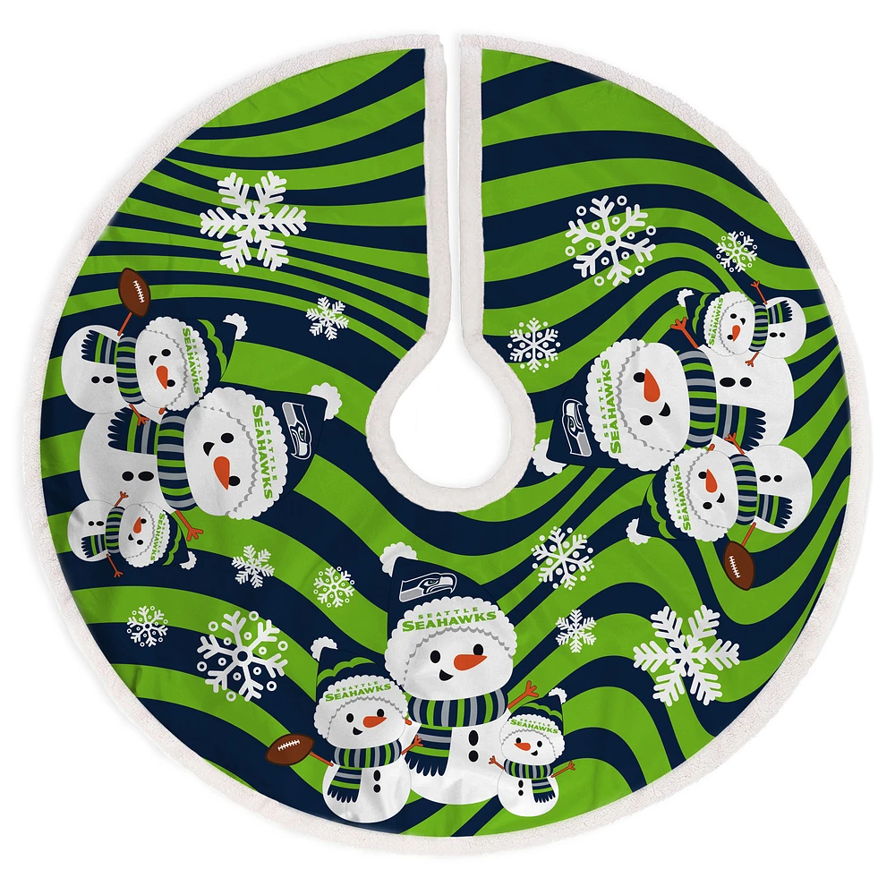 Seattle Seahawks Snowman Sherpa Christmas Tree Skirt
