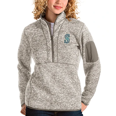 Women's Antigua Oatmeal Seattle Mariners Fortune Quarter-Zip Pullover Jacket