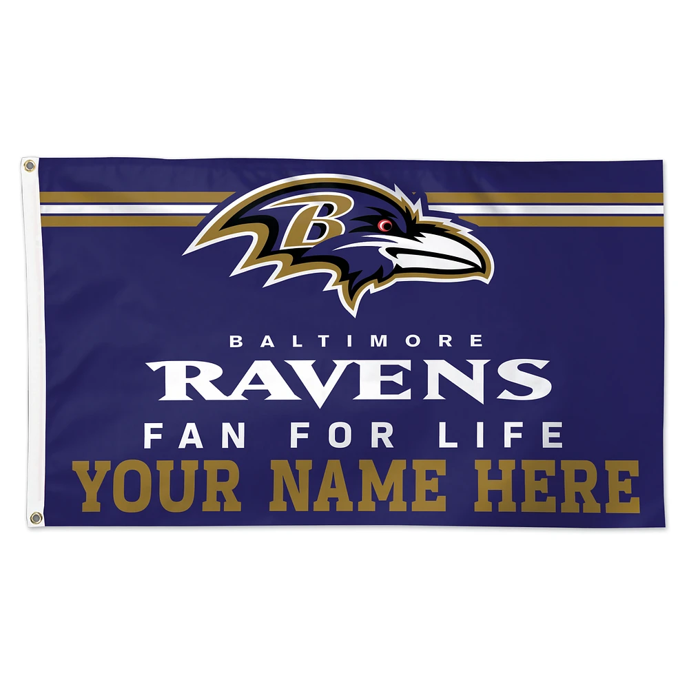WinCraft Baltimore Ravens 3' x 5' One-Sided Deluxe Personalized Flag