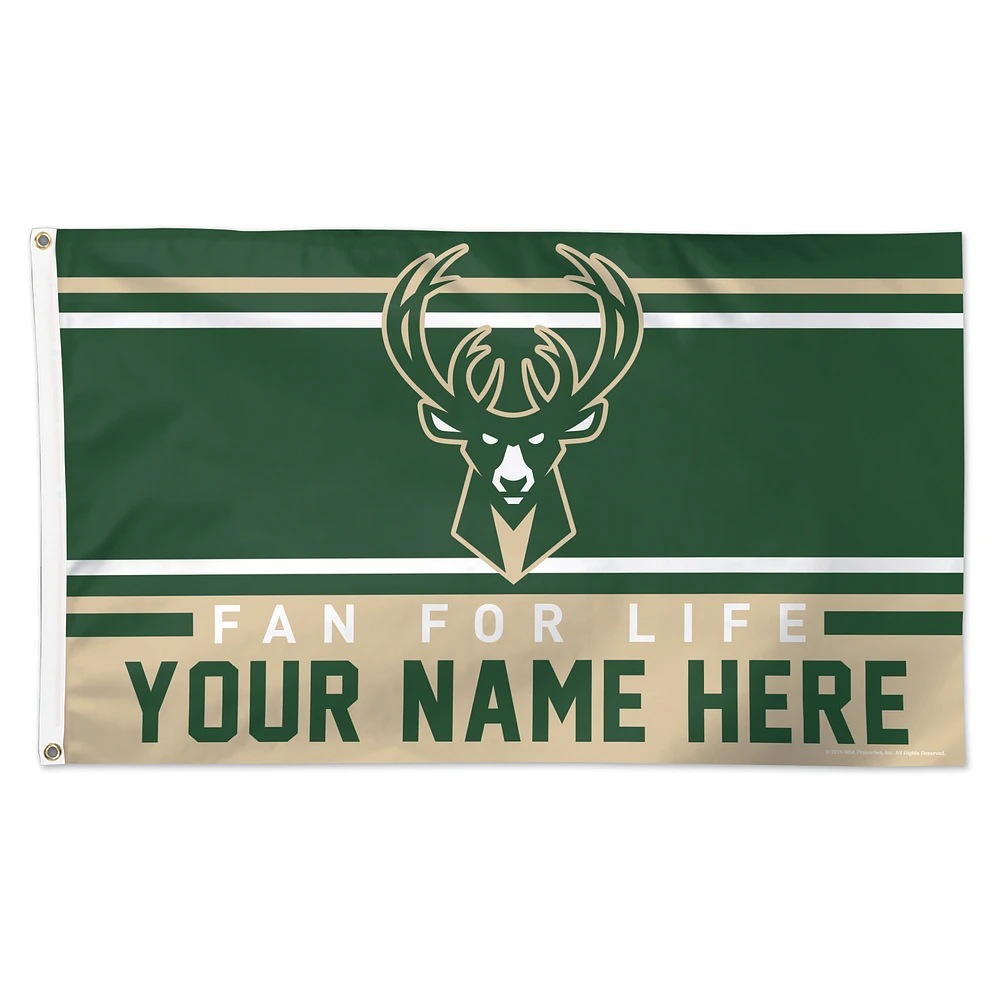 WinCraft Milwaukee Bucks 3' x 5' One-Sided Deluxe Personalized Flag