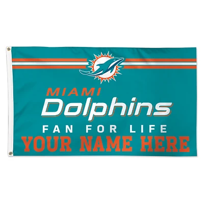 WinCraft Miami Dolphins 3' x 5' One-Sided Deluxe Personalized Flag