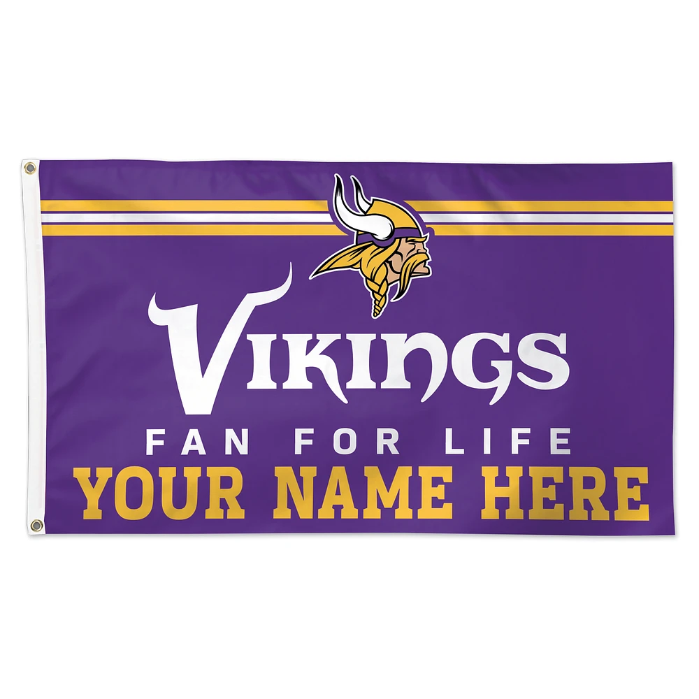 WinCraft Minnesota Vikings 3' x 5' One-Sided Deluxe Personalized Flag