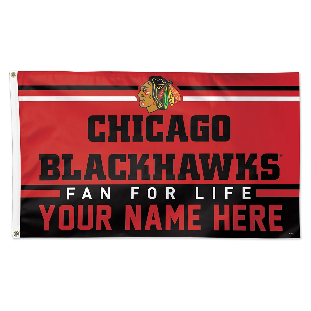 WinCraft Chicago Blackhawks 3' x 5' One-Sided Deluxe Personalized Flag