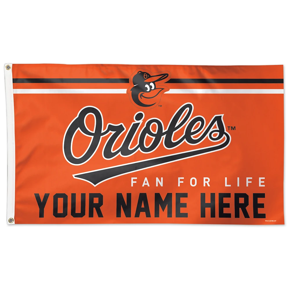 WinCraft Baltimore Orioles 3' x 5' One-Sided Deluxe Personalized Flag