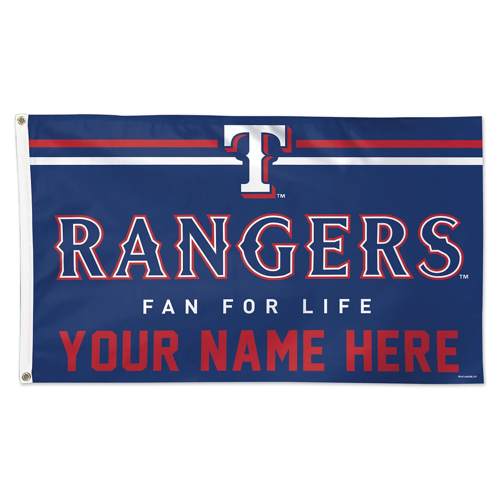 WinCraft Texas Rangers 3' x 5' One-Sided Deluxe Personalized Flag