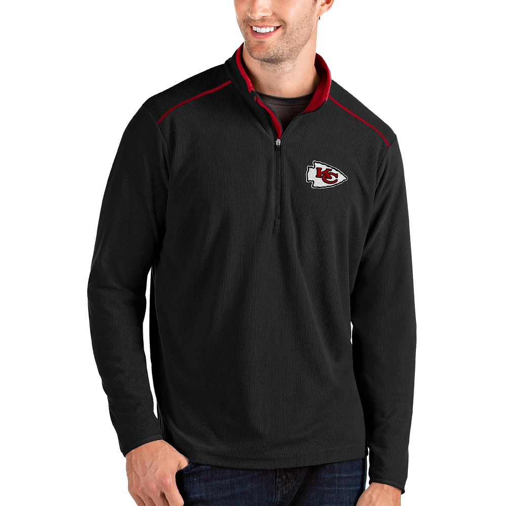 Men's Antigua Black/Red Kansas City Chiefs Glacier Quarter-Zip Pullover Jacket