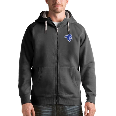 Men's Antigua Charcoal Seton Hall Pirates Victory Team Full-Zip Hoodie
