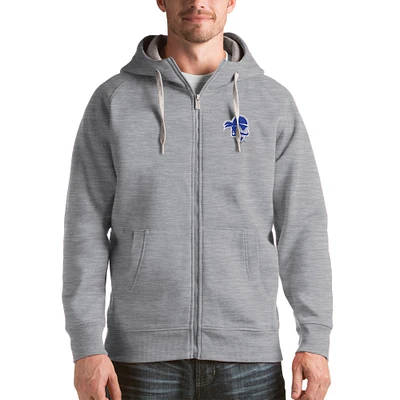 Men's Antigua Heather Gray Seton Hall Pirates Victory Full-Zip Hoodie