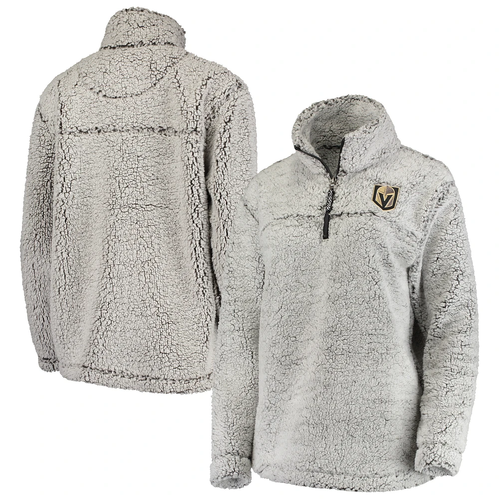 Women's G-III 4Her by Carl Banks Gray Vegas Golden Knights Sherpa Quarter-Zip Pullover Jacket