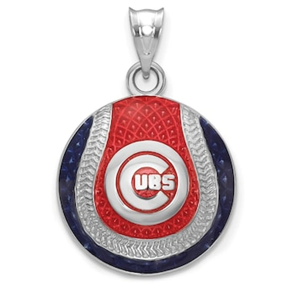 Women's Chicago Cubs Sterling Silver Enameled Baseball Pendant