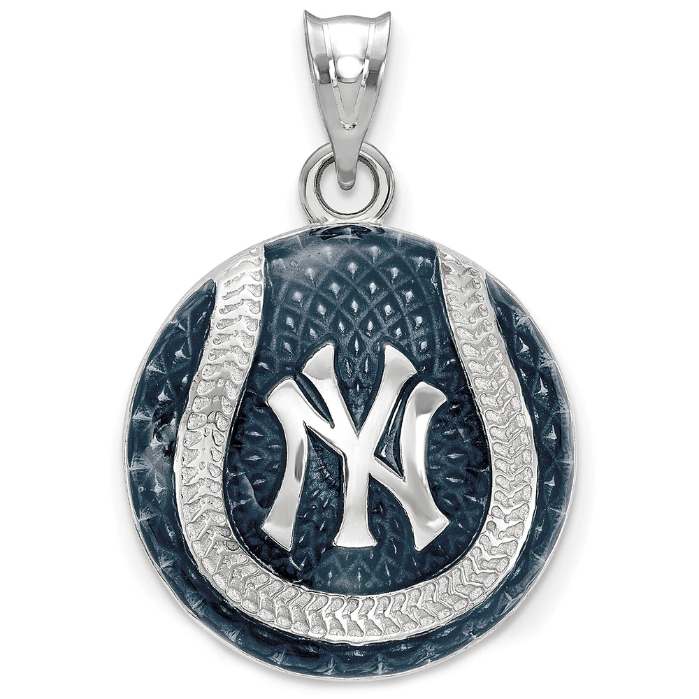 Women's New York Yankees Sterling Silver Enameled Baseball Pendant