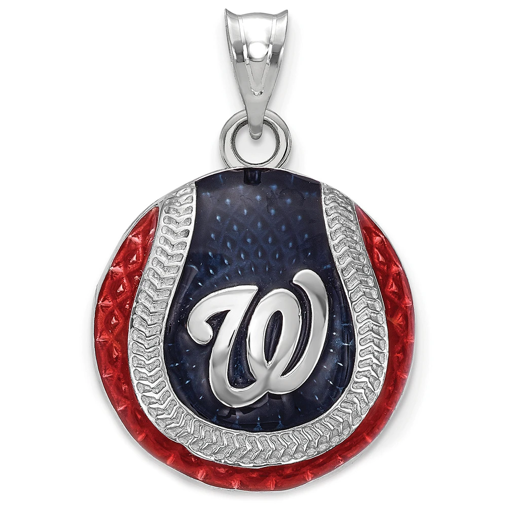 Women's Washington Nationals Sterling Silver Enameled Baseball Pendant