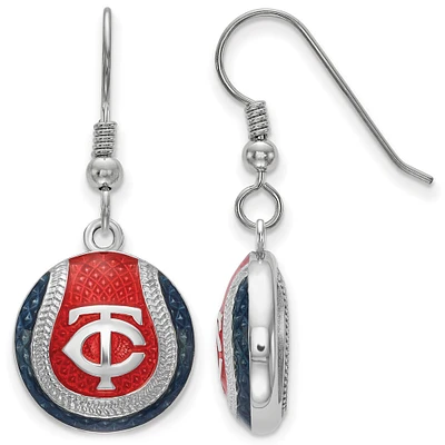 Women's Minnesota Twins Sterling Silver Enameled Baseball Earrings