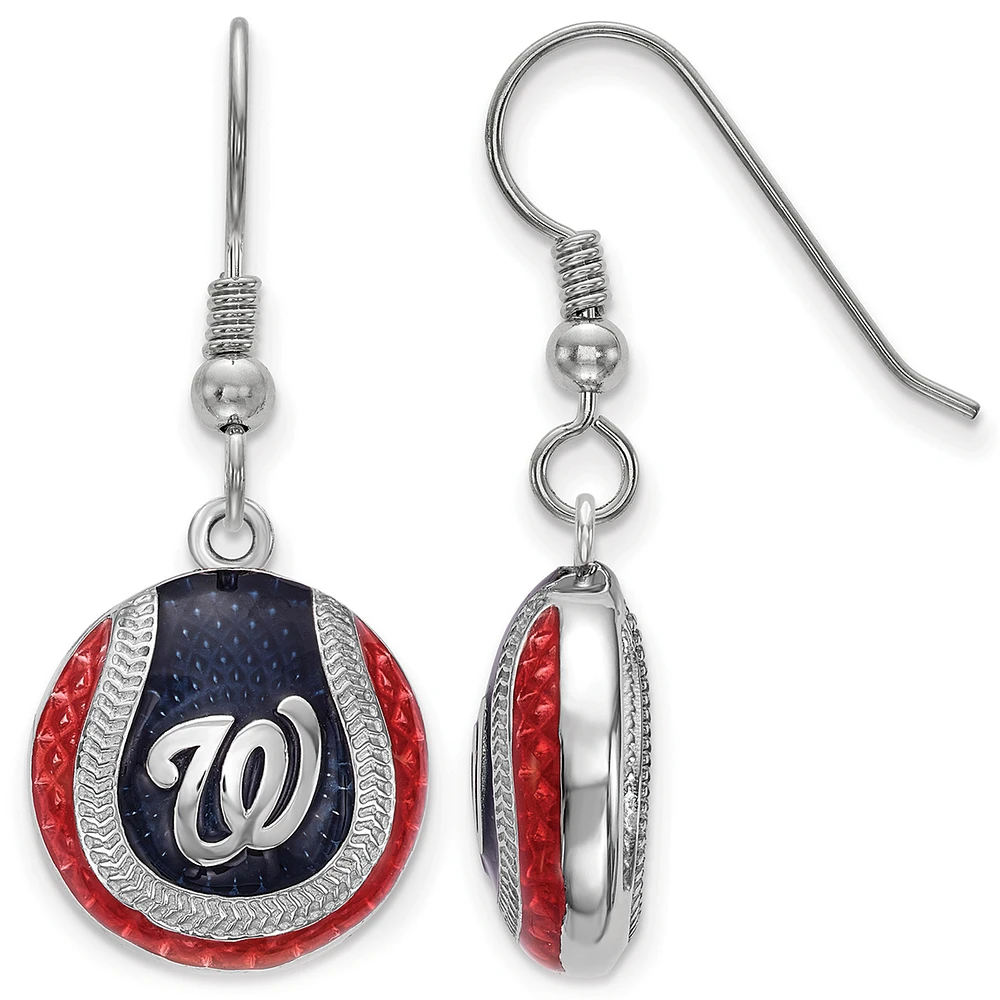 Women's Washington Nationals Sterling Silver Enameled Baseball Earrings