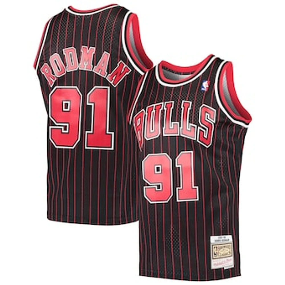 Men's Mitchell & Ness Dennis Rodman Black Chicago Bulls / Hardwood Classics Swingman Jersey