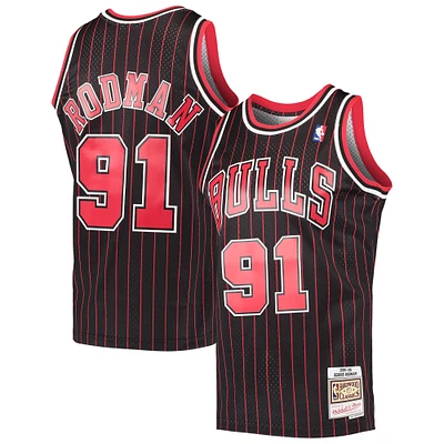 Men's Mitchell & Ness Dennis Rodman Black Chicago Bulls / Hardwood Classics Swingman Jersey