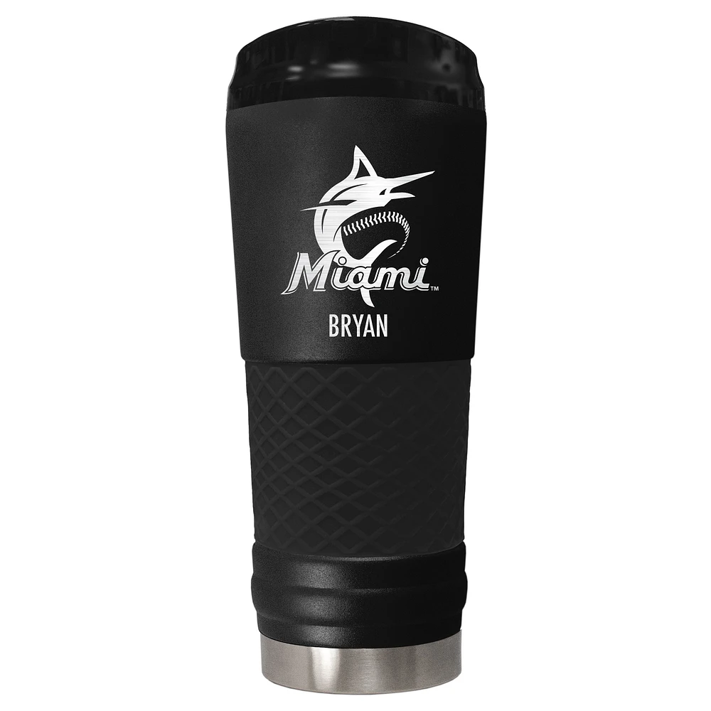 Black Miami Marlins 24oz. Personalized Stealth Draft Tumbler