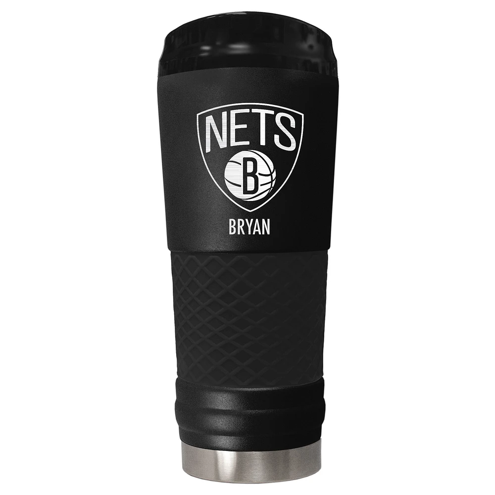Black Brooklyn Nets 24oz. Personalized Stealth Draft Tumbler