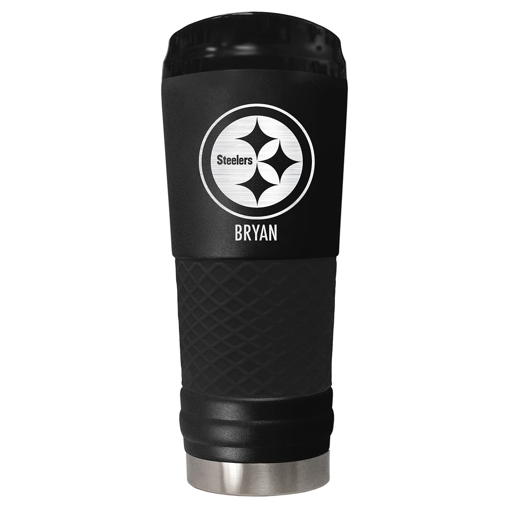 Black Pittsburgh Steelers 24oz. Personalized Stealth Draft Tumbler