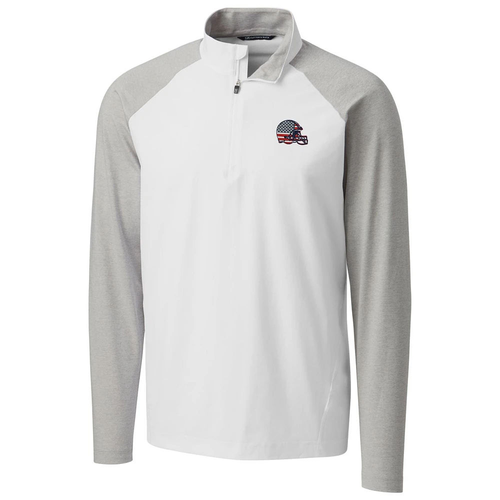 Men's Cutter & Buck White Cleveland Browns Americana Response Hybrid Quarter-Zip Jacket