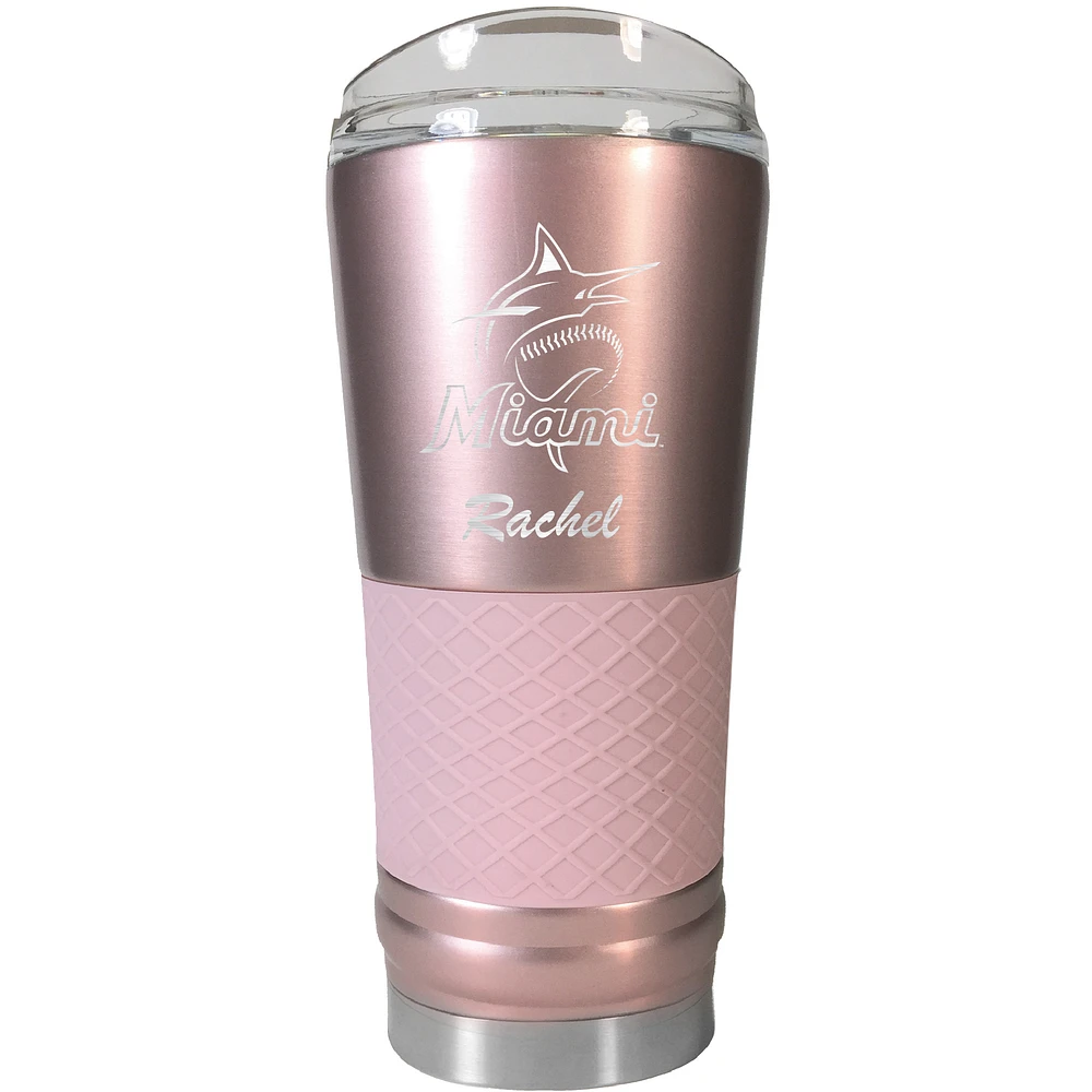 Miami Marlins 24oz. Personalized Rose Gold Draft Tumbler