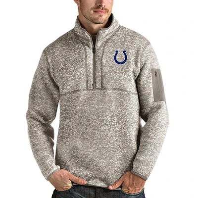 Men's Antigua Oatmeal Indianapolis Colts Fortune Quarter-Zip Pullover Jacket