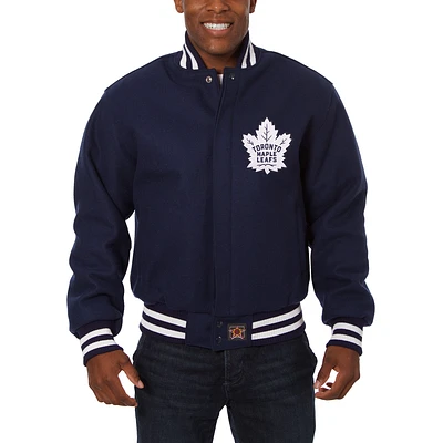 Men's JH Design Navy Toronto Maple Leafs Big & Tall All-Wool Jacket with Embroidered Logos