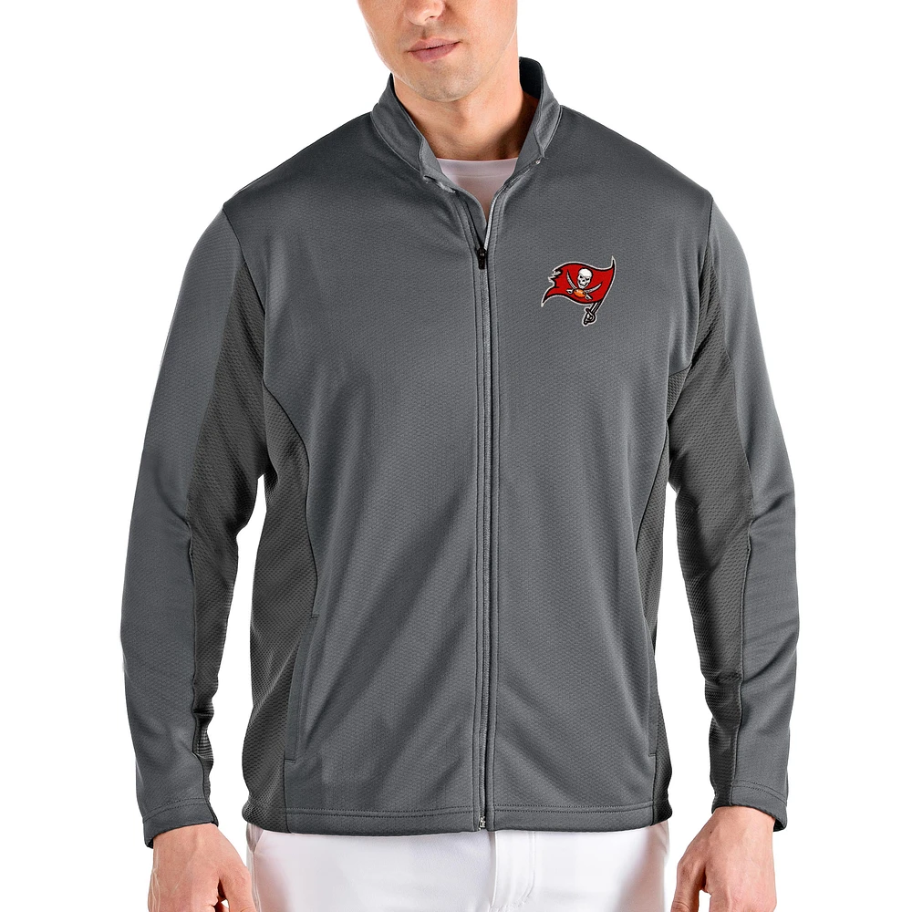 Men's Antigua Steel Tampa Bay Buccaneers Passage Full-Zip Jacket