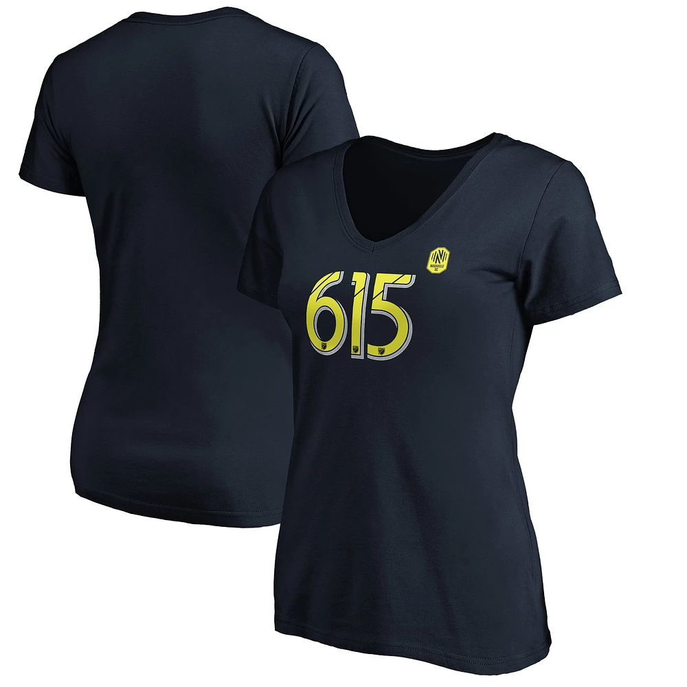 Women's Navy Nashville SC 615 V-Neck T-Shirt