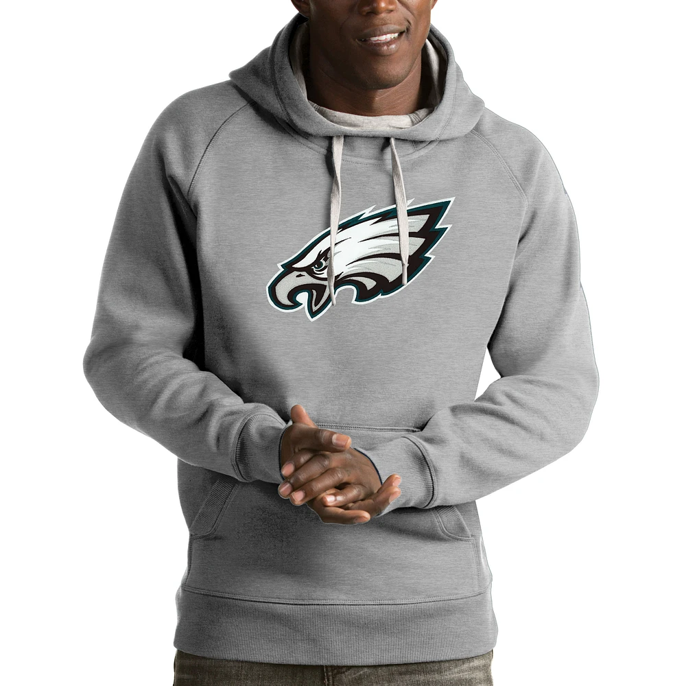 Men's Antigua Heather Gray Philadelphia Eagles Victory Pullover Hoodie