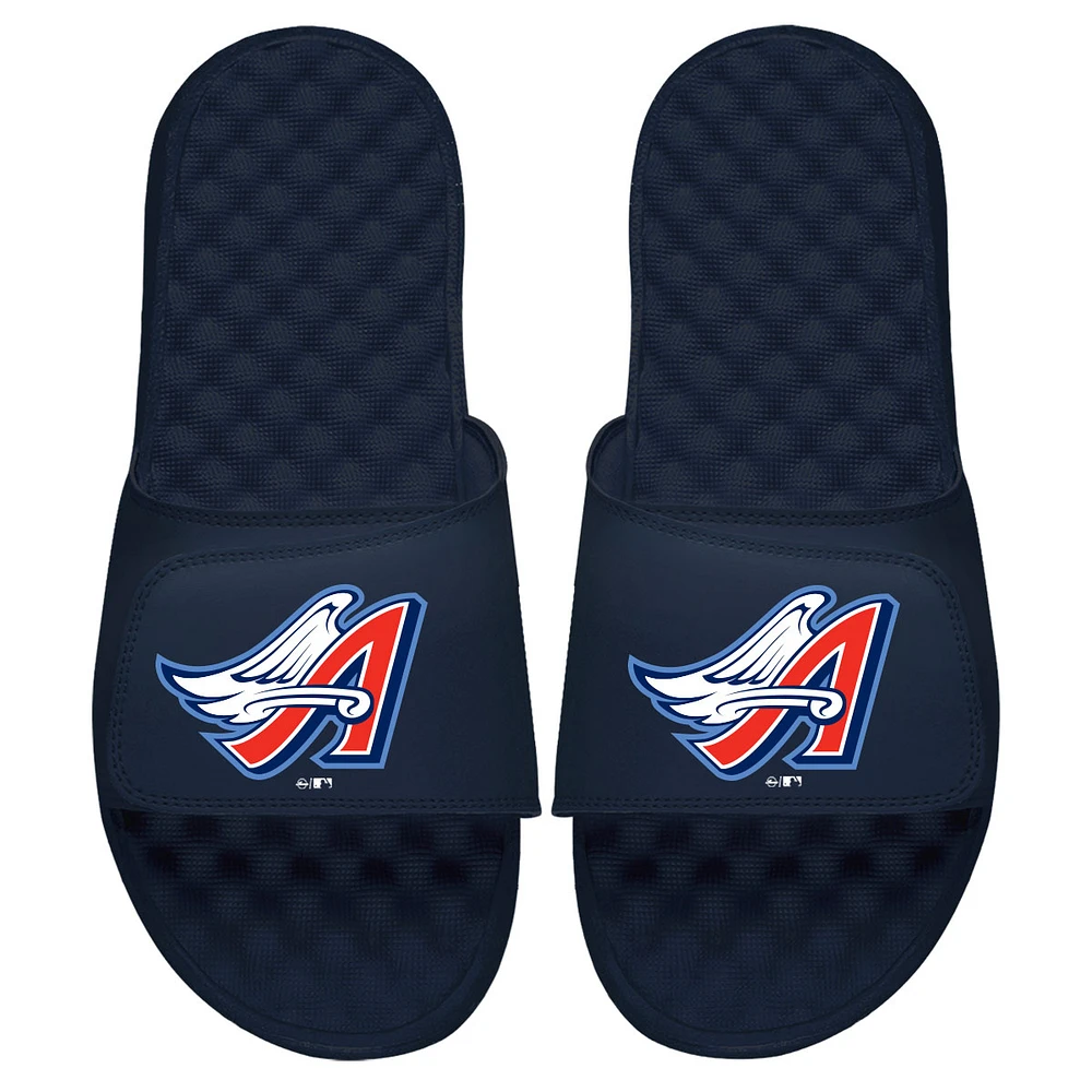 Men's ISlide Navy California Angels Cooperstown Logo Slide Sandals