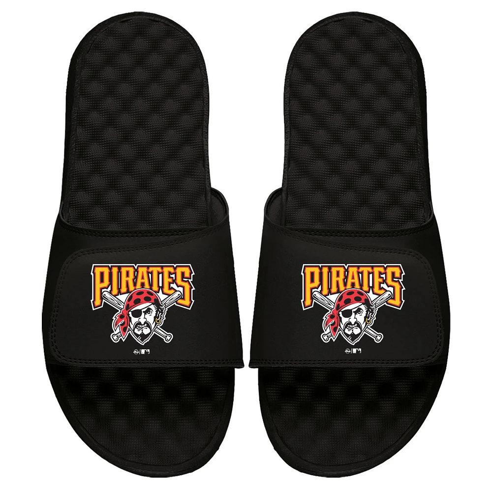 Men's ISlide Black Pittsburgh Pirates Cooperstown Logo Slide Sandals