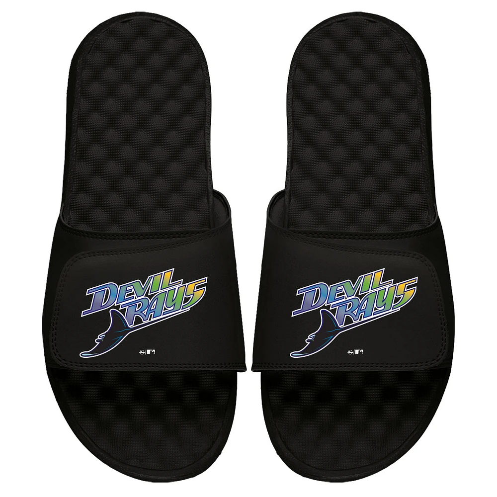 Men's ISlide Black Tampa Bay Rays Cooperstown Logo Slide Sandals
