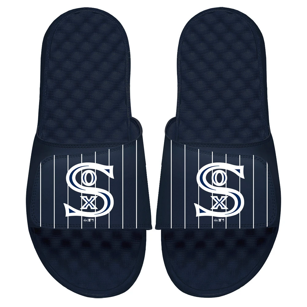 Youth ISlide Navy Chicago White Sox Cooperstown Pinstripe Logo Slide Sandals