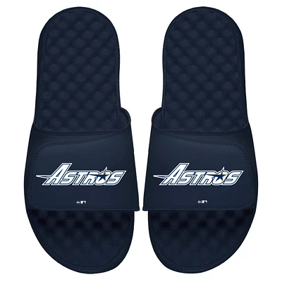 Youth ISlide Navy Houston Astros Cooperstown Wordmark Logo Slide Sandals