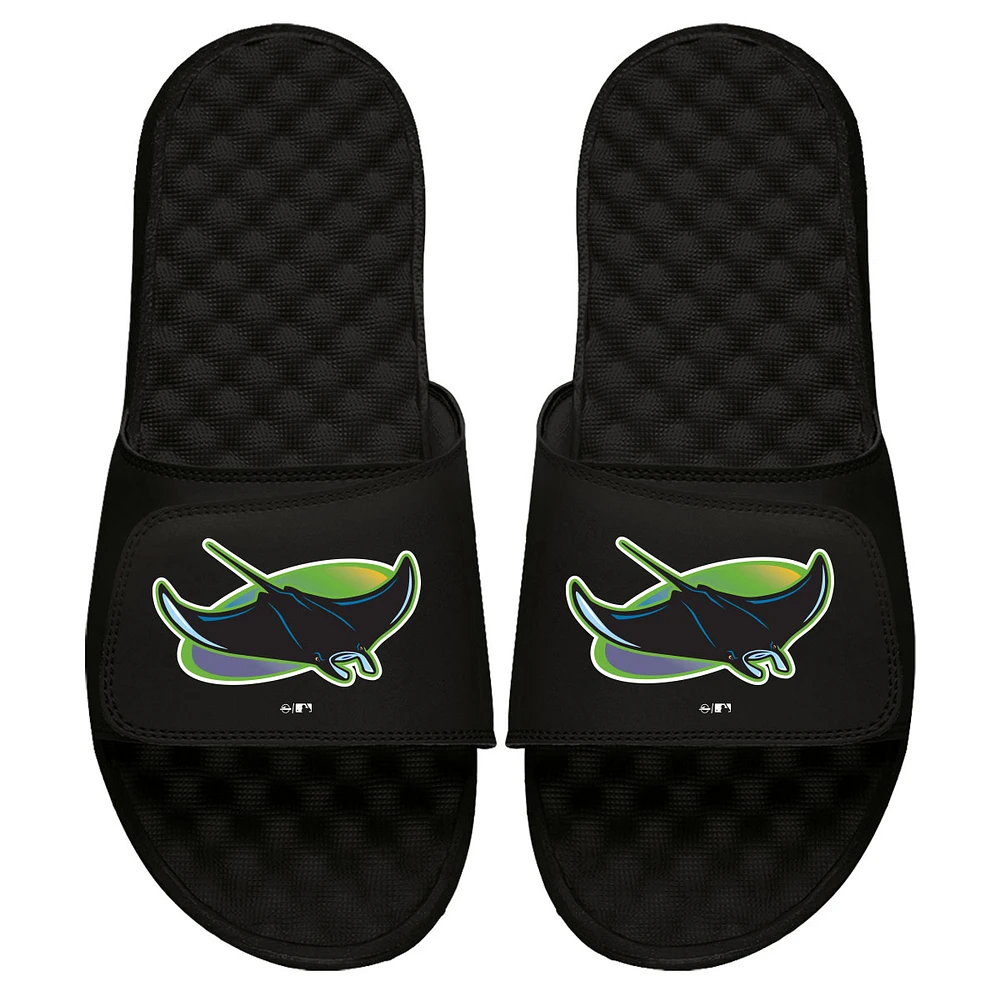 Youth ISlide Black Tampa Bay Rays Cooperstown Alternate Logo Slide Sandals