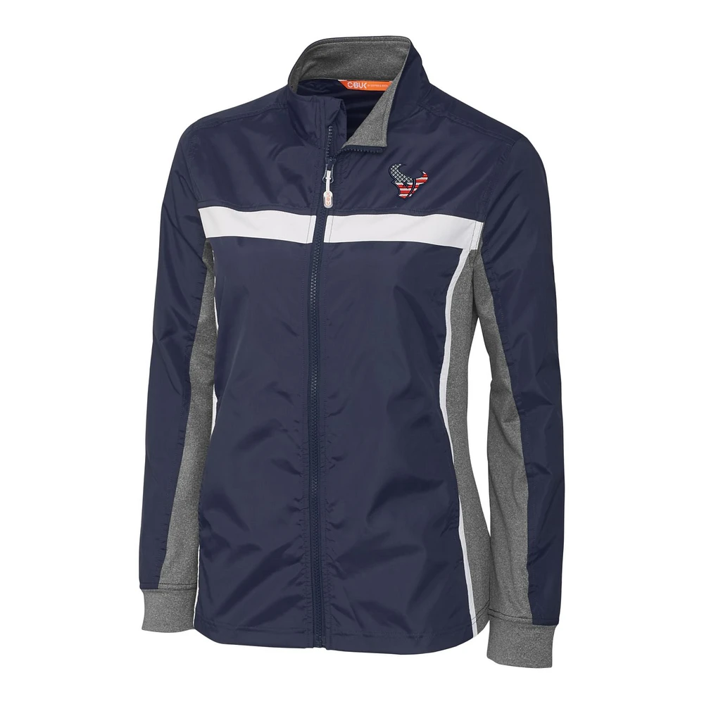 Women's Cutter & Buck Navy Houston Texans Americana Swish Full-Zip Jacket