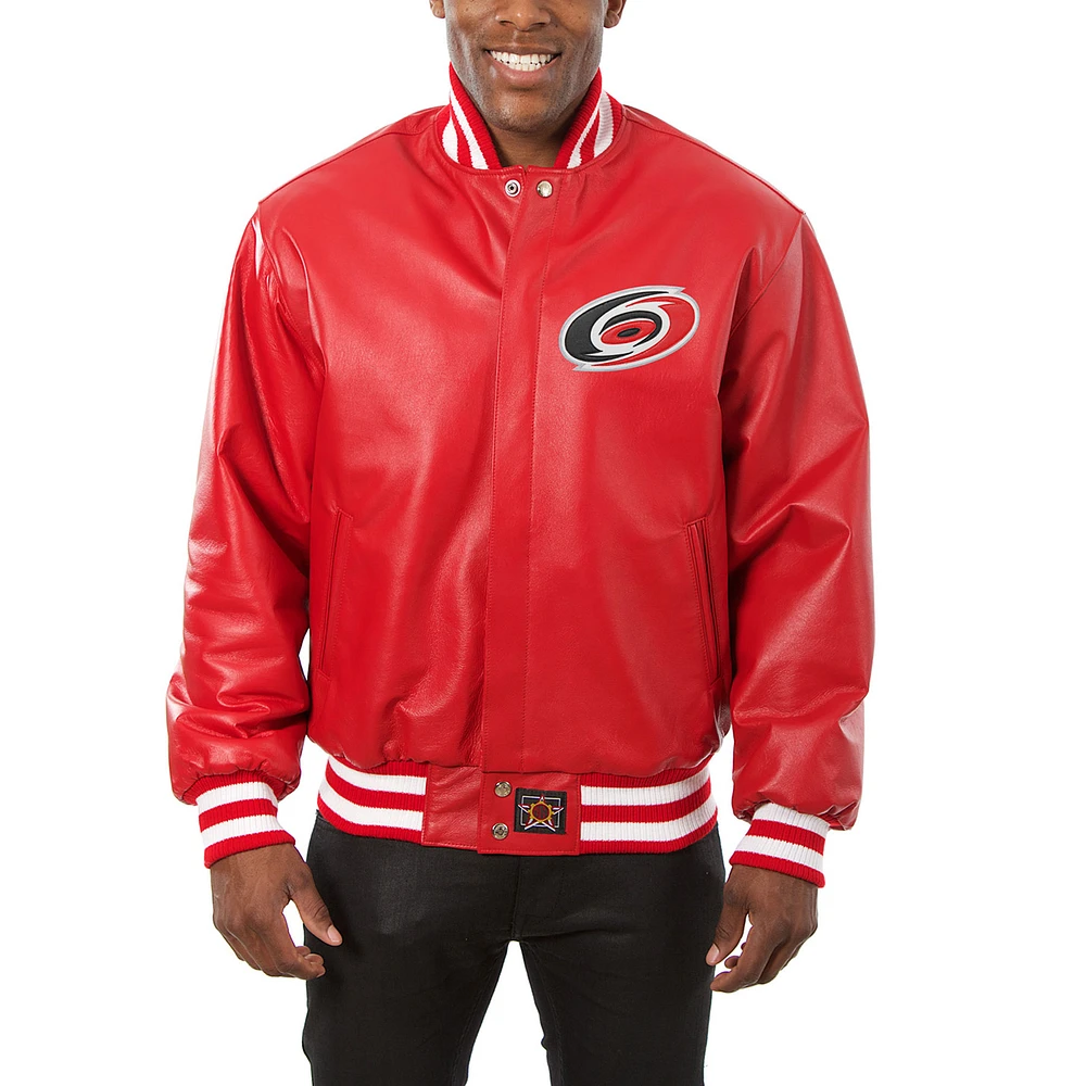 Men's JH Design Red Carolina Hurricanes Big & Tall All-Leather Jacket