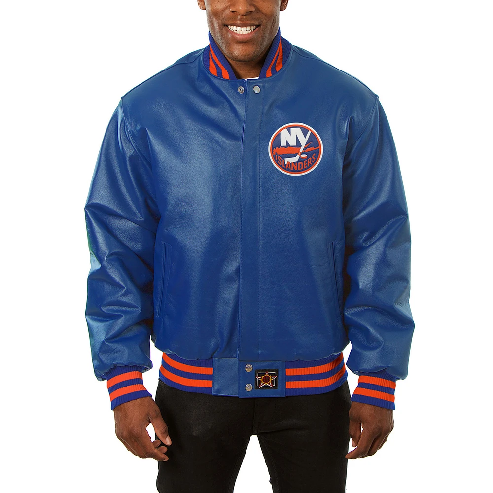 Men's JH Design Royal New York Islanders Big & Tall All-Leather Jacket