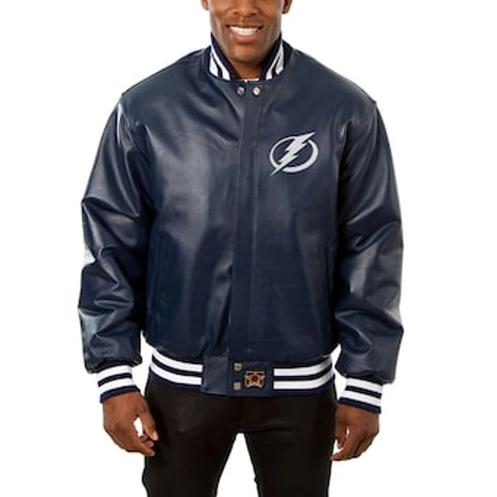Men's JH Design Navy Tampa Bay Lightning Big & Tall All-Leather Jacket