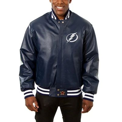 Men's JH Design Navy Tampa Bay Lightning Big & Tall All-Leather Jacket