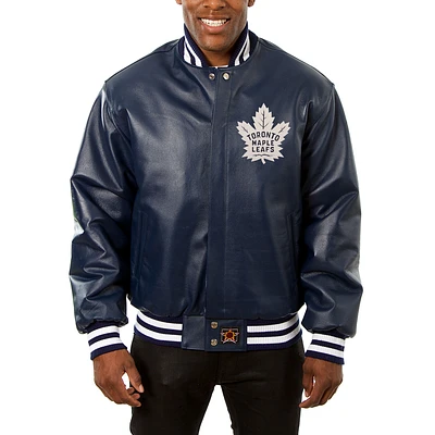 Men's JH Design Navy Toronto Maple Leafs Big & Tall All-Leather Jacket