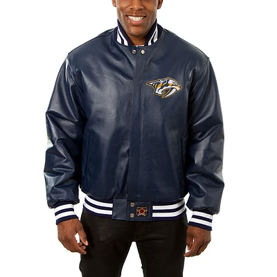 Men's JH Design Navy Nashville Predators Big & Tall All-Leather Jacket