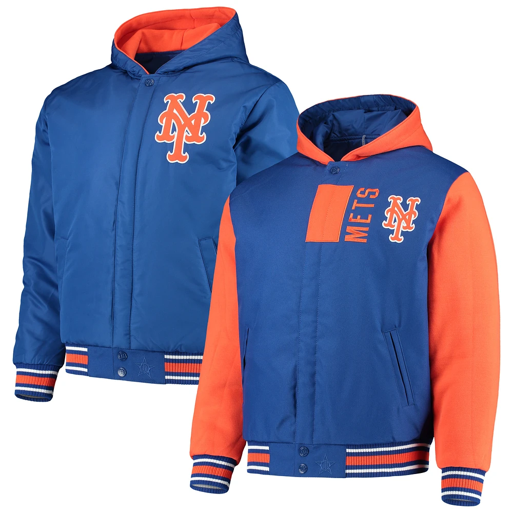 Men's JH Design Royal New York Mets Reversible Poly-Twill Full-Snap Jacket