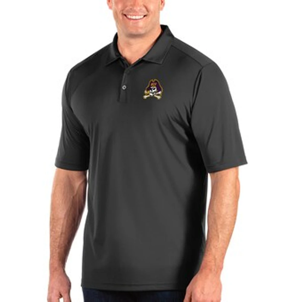 Men's Antigua Charcoal ECU Pirates Big & Tall Tribute Polo
