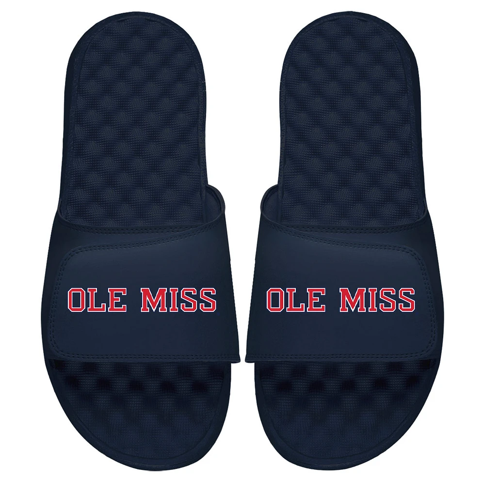 Men's ISlide Navy Ole Miss Rebels Wordmark Slide Sandals