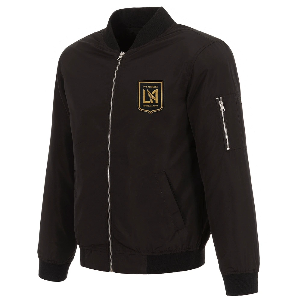 Men's JH Design Black LAFC Nylon Full-Zip Bomber Jacket